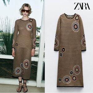 Size Small | Zara | Long Crochet Knit Dress
